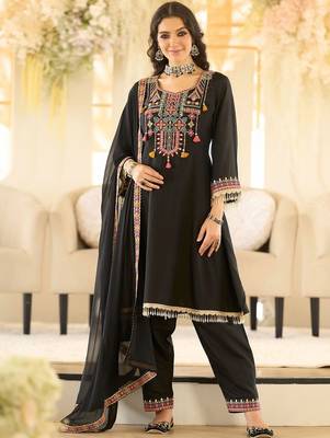 Women Ethnic Motifs Embroidered Regular Beads and Stones Kurta with Salwar & With Dupatta 1