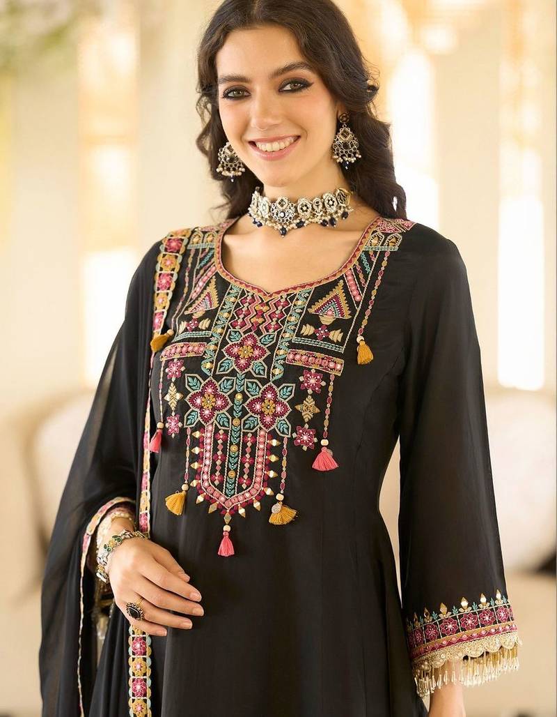 Women Ethnic Motifs Embroidered Regular Beads and Stones Kurta with Salwar & With Dupatta