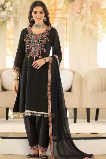 Women Ethnic Motifs Embroidered Regular Beads and Stones Kurta with Salwar & With Dupatta