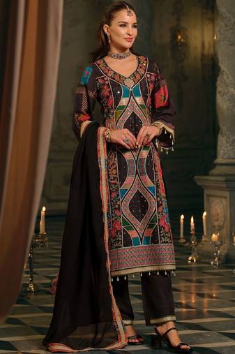 Women Ethnic Motifs Printed Regular Mirror Work Kurta with Palazzos & With Dupatta