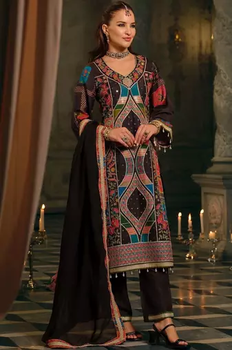 Women Ethnic Motifs Printed Regular Mirror Work Kurta with Palazzos & With Dupatta