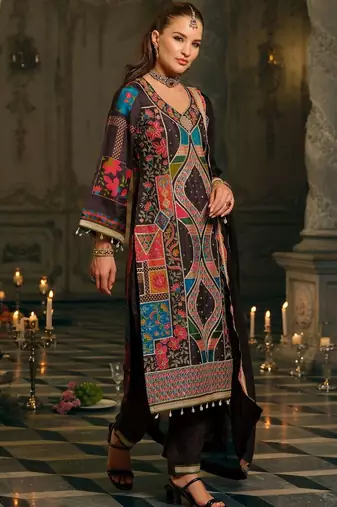 Women Ethnic Motifs Printed Regular Mirror Work Kurta with Palazzos & With Dupatta