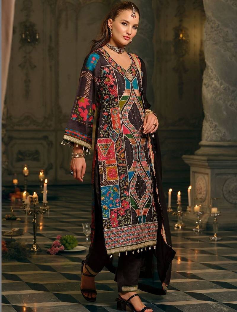 Women Ethnic Motifs Printed Regular Mirror Work Kurta with Palazzos & With Dupatta