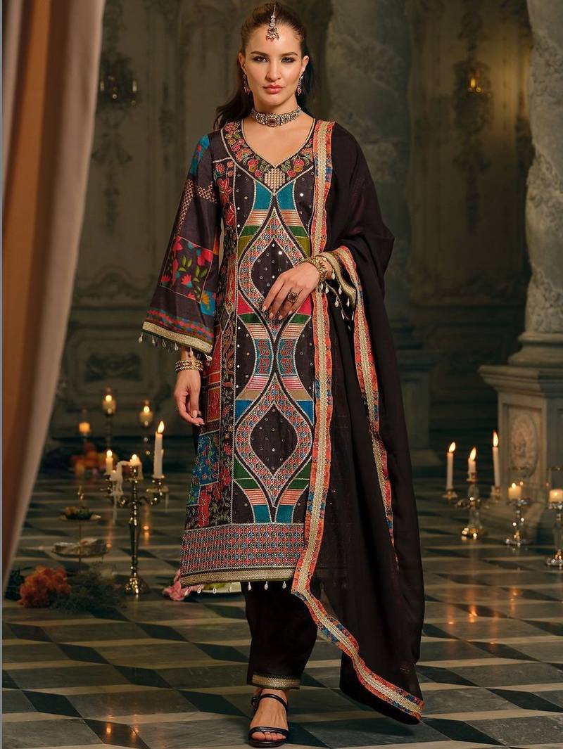 Women Ethnic Motifs Printed Regular Mirror Work Kurta with Palazzos & With Dupatta