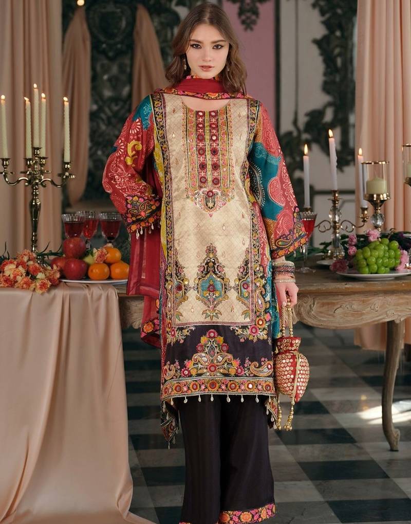 Women Ethnic Motifs Printed Regular Mirror Work Kurta with Palazzos & With Dupatta