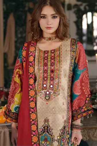 Women Ethnic Motifs Printed Regular Mirror Work Kurta with Palazzos & With Dupatta