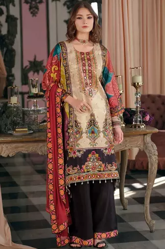 Women Ethnic Motifs Printed Regular Mirror Work Kurta with Palazzos & With Dupatta
