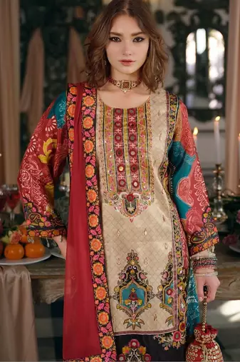 Women Ethnic Motifs Printed Regular Mirror Work Kurta with Palazzos & With Dupatta