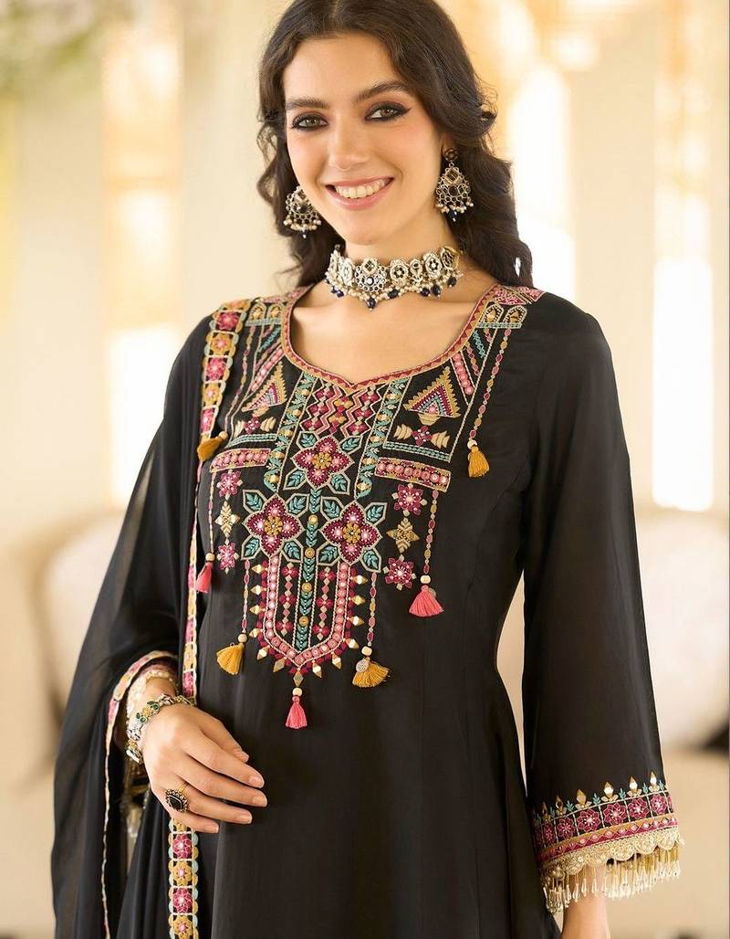 Women Ethnic Motifs Embroidered Regular Beads and Stones Kurta with Salwar & With Dupatta