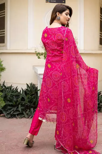 Printed Georgette Straight Kurta Pant and Dupatta Set