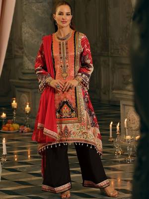Women Ethnic Motifs Printed Regular Mirror Work Kurta with Palazzos & With Dupatta 1