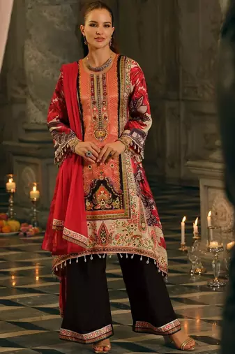 Women Ethnic Motifs Printed Regular Mirror Work Kurta with Palazzos & With Dupatta