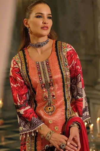 Women Ethnic Motifs Printed Regular Mirror Work Kurta with Palazzos & With Dupatta