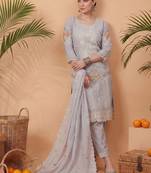 Women Floral Embroidered Regular Sequinned Pure Cotton Kurta with Trousers & With Dupatta