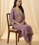 Women Ethnic Motifs Embroidered Regular Kurta with Trousers & With Dupatta