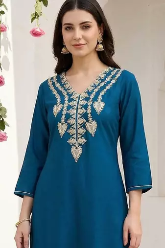 Women Ethnic Motifs Embroidered Regular Kurta with Trousers