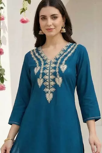 Women Ethnic Motifs Embroidered Regular Kurta with Trousers