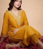 Women Ethnic Motifs Embroidered Regular Sequinned Kurta with Trousers