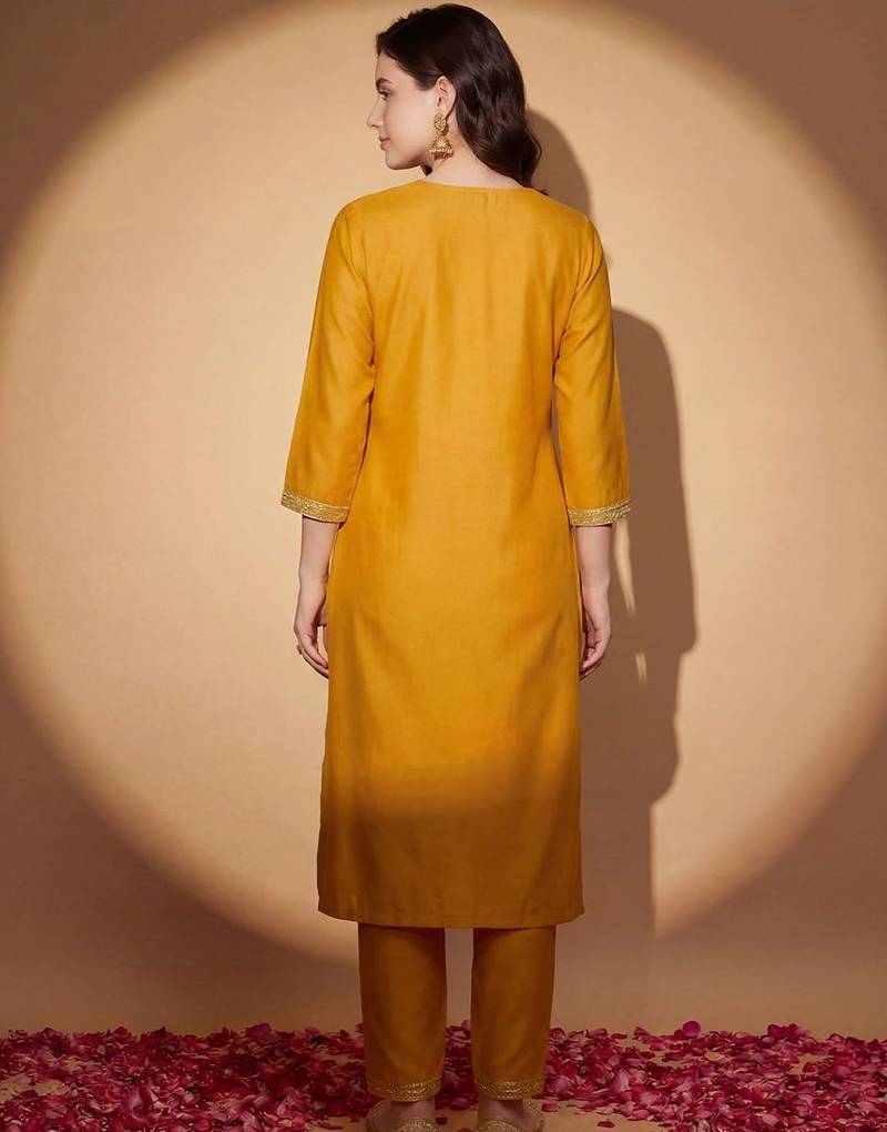 Women Ethnic Motifs Embroidered Regular Sequinned Kurta with Trousers