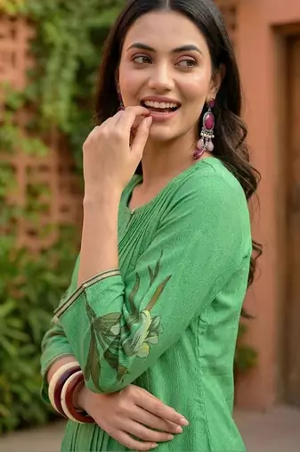Women Animal Printed Regular Pure Cotton Kurta with Trousers