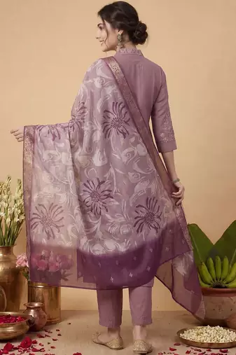 Women Ethnic Motifs Embroidered Regular Thread Work Kurta with Trousers & With Dupatta