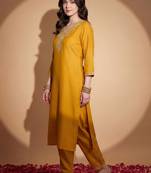 Women Ethnic Motifs Embroidered Regular Sequinned Kurta with Trousers