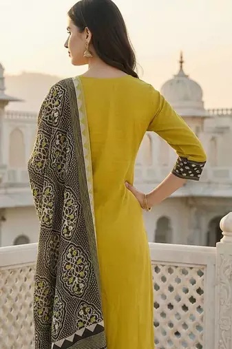Women Ethnic Motifs Printed Regular Thread Work Kurta with Trousers & With Dupatta
