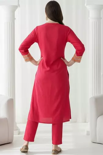 Women Ethnic Motifs Embroidered Regular Mirror Work Kurta with Trousers
