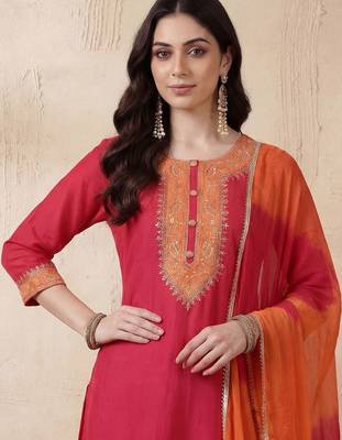 Women Ethnic Motifs Regular Kurta with Trousers & With Dupatta 2