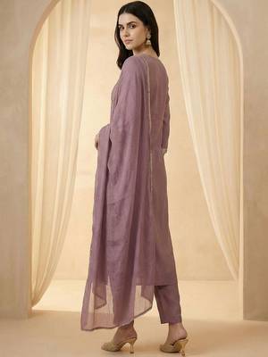 Women Ethnic Motifs Embroidered Regular Kurta with Trousers & With Dupatta 3