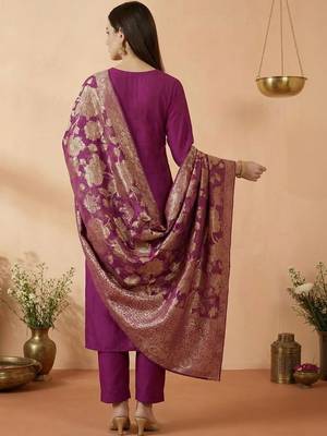 Women Ethnic Motifs Embroidered Regular Kurta with Trousers & With Dupatta 7