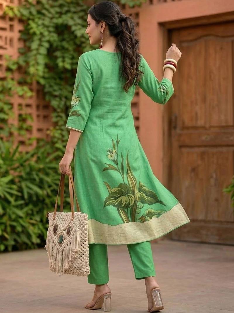 Women Animal Printed Regular Pure Cotton Kurta with Trousers