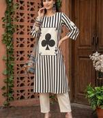 Women Printed Regular Thread Work Pure Cotton Kurta with Trousers
