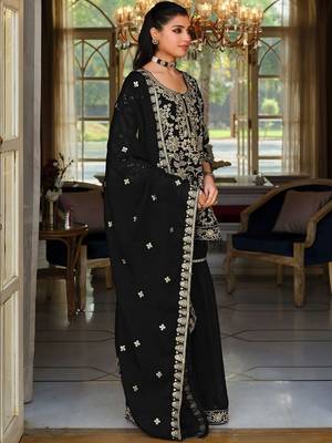 Women Floral Embroidered Regular Beads and Stones Kurta with Sharara & With Dupatta 6