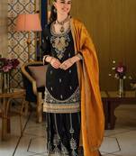 Women Paisley Embroidered Regular Beads and Stones Kurta with Palazzos & With Dupatta