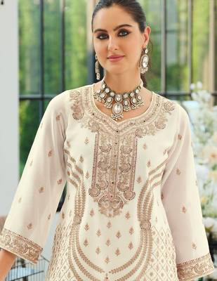 Women Ethnic Motifs Embroidered Panelled Sequinned Kurta with Palazzos & With Dupatta 2
