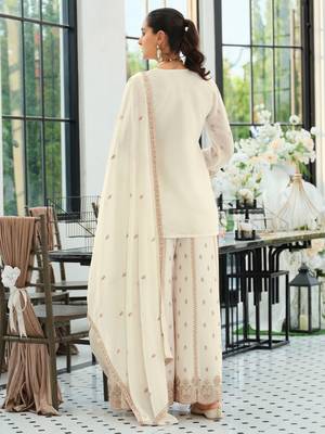 Women Ethnic Motifs Embroidered Panelled Sequinned Kurta with Palazzos & With Dupatta 6