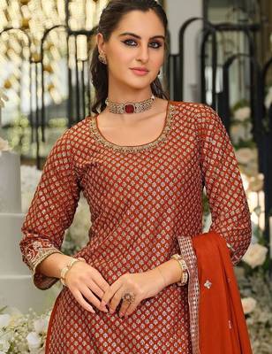 Women Ethnic Motifs Embroidered Regular Sequinned Kurta with Palazzos & With Dupatta 2