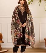 Women Ethnic Motifs Embroidered Regular Thread Work Kurta with Trousers & With Dupatta