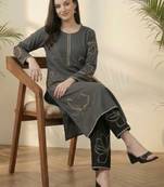 Women Floral Embroidered Regular Sequinned Kurta with Palazzos