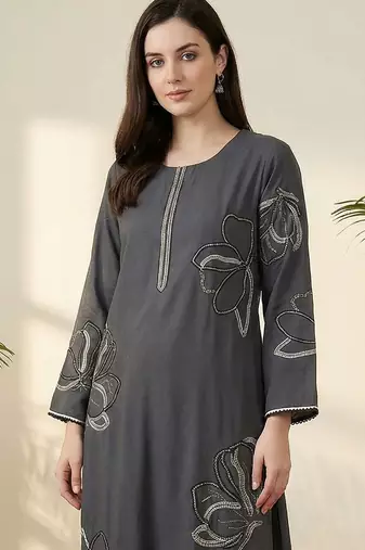 Women Floral Embroidered Regular Sequinned Kurta with Palazzos
