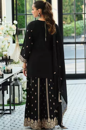 Women Ethnic Motifs Embroidered Panelled Sequinned Kurta with Palazzos & With Dupatta