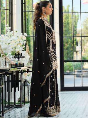 Women Ethnic Motifs Embroidered Panelled Sequinned Kurta with Palazzos & With Dupatta 6