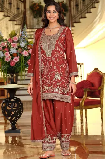 Women Ethnic Motifs Embroidered Regular Thread Work Kurta with Salwar & With Dupatta