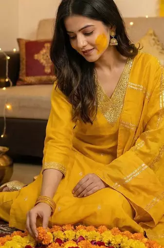 Women Ethnic Motifs Embroidered Regular Sequinned Kurta with Trousers & With Dupatta