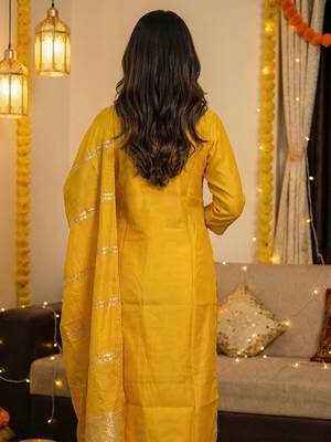 Women Ethnic Motifs Embroidered Regular Sequinned Kurta with Trousers & With Dupatta 7