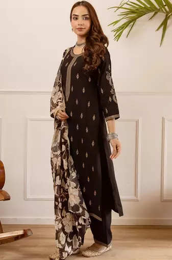 Women Ethnic Motifs Embroidered Regular Kurta with Palazzos & With Dupatta
