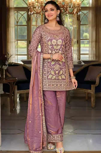 Women Floral Embroidered Panelled Sequinned Kurta with Trousers & With Dupatta