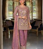 Women Floral Embroidered Panelled Sequinned Kurta with Trousers & With Dupatta