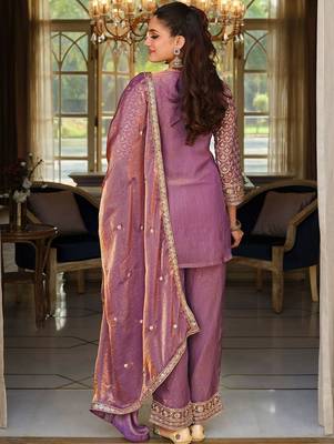 Women Floral Embroidered Panelled Sequinned Kurta with Trousers & With Dupatta 4